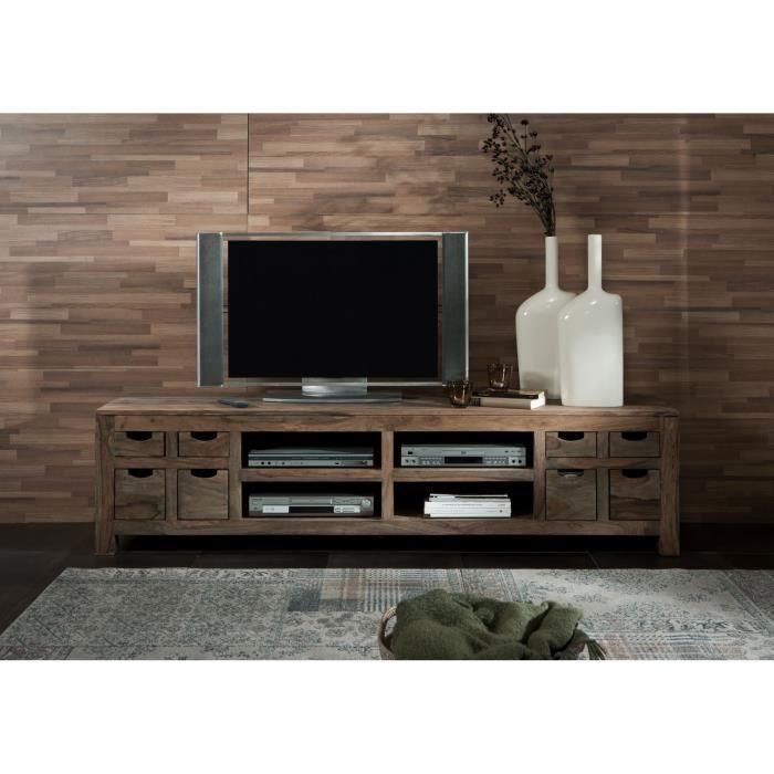 Petit meuble TV - Bois massif de palissandre huilé - NATURE GREY #0126 -  Cdiscount Maison