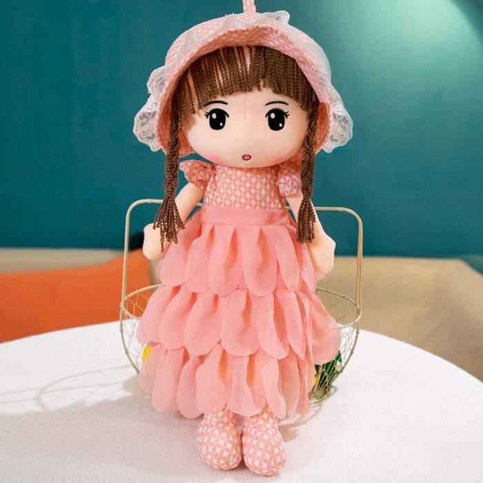 Poupée douce de 14 « pour les filles - Première poupée de bébé en peluche  Poupée de chiffon endormie câline poupée habillée en jouet rose pour enfants