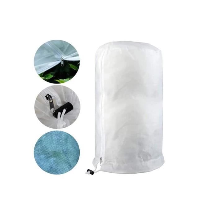 Lot De 2 Housses D'hivernage Plantes 80x100 Cm - Protection Froid Gel Vent - Non Tissé 30g Avec Cordon Et Zip