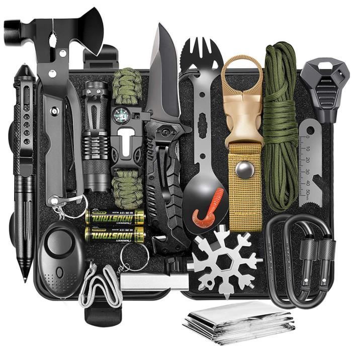 Kit d'équipement de survie 21 en 1, Gadgets professionnels Cool, outil  tactique, idées cadeaux pour la chasse - Cdiscount Sport