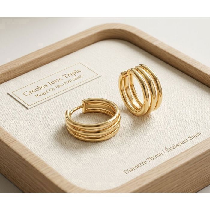 Boucles D'oreilles Créoles En Plaqué Or Jaune - 20 Mm, Neuves Avec étiquettes