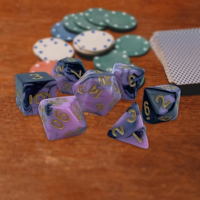 shibby Lot de 7 cubes en métal polyédriques – Steampunk – Pour table et jeux de rôle avec boîte de rangement – Vert doré