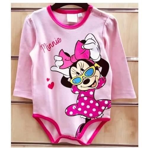Cadeau de naissance Lot de 2 Body Bebe Fille Taille 6 9 Mois Manche longue Minnie Blanc Cdiscount Pret a Porter