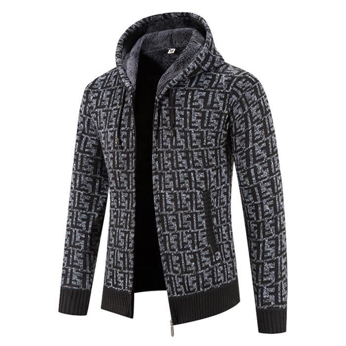 Cocila Blouson à Capuche Zippé Doublé Polaire Femme - Manteau Chaud Imprimé Cœur Hiver