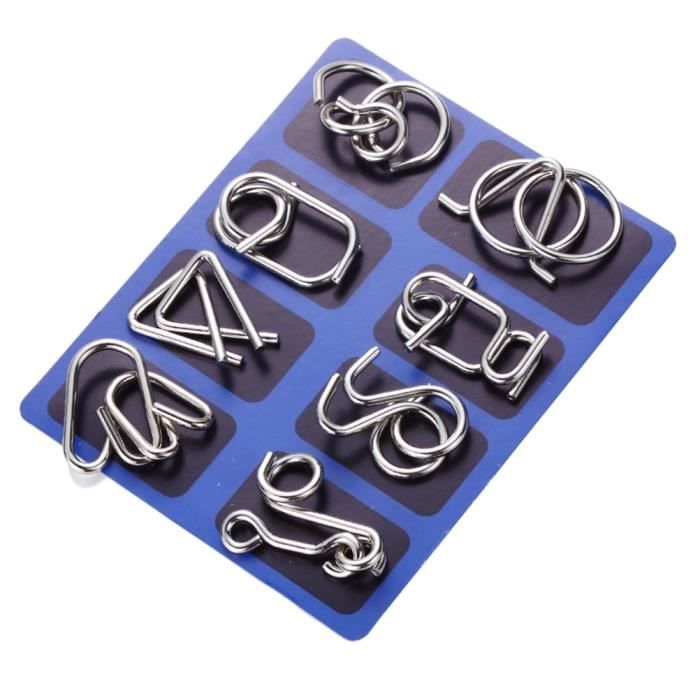 Puzzle En Métal I-Q 8 Pièces - Casse-tête Désenchevêtrement En Fil Métallique Pour Adultes Et Enfants Dès 6 Ans, Jeu Familial