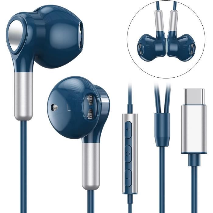 Écouteurs USB C pour iPhone 15 Samsung A54 A53 A34 A33 S24 S23 FE Ultra,  Magnétique Écouteurs USB Type C Intra Auriculaires avec Micro et contrôle  du Volume pour Mi 13T Pixel