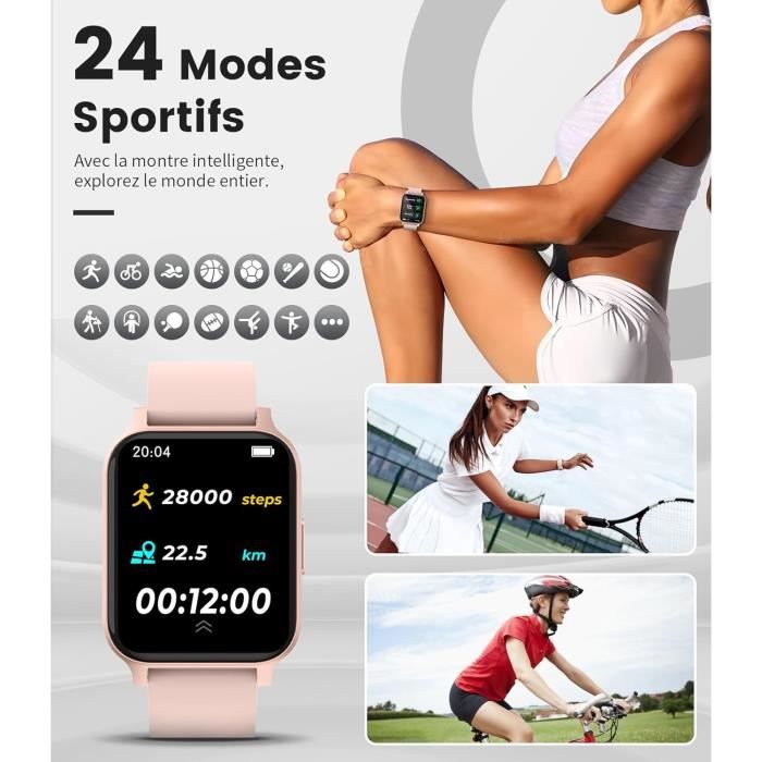 Montre Connectée Femme Sport Smartwatch Rappel D'Appel Entrant Messages  Moniteur De Fréquence Cardiaque-Pression Artérielle-[J174] - Cdiscount  Téléphonie
