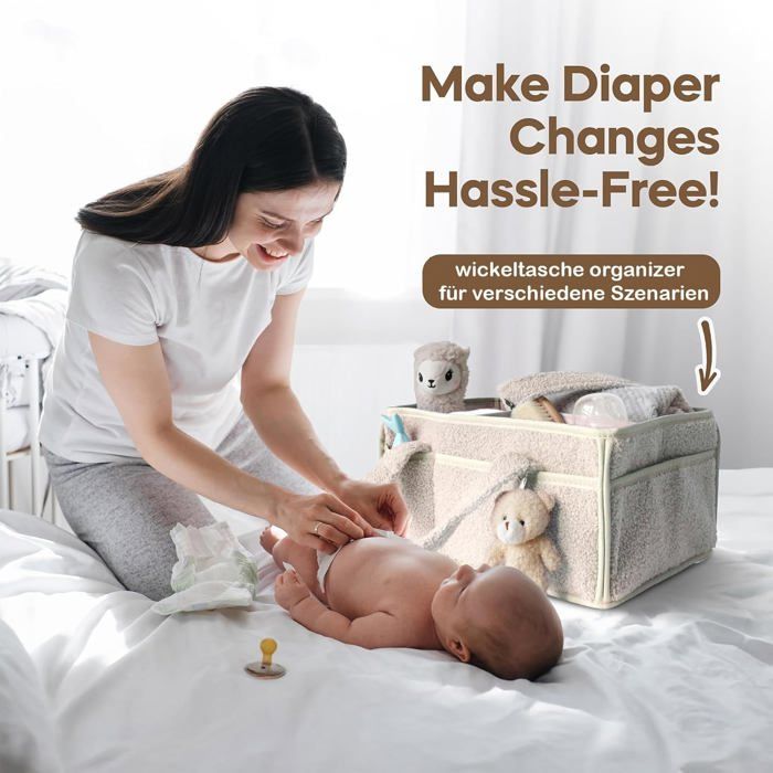 Panier Rangement Bébé Organisateur Couches Avec Compartiment Amovible - Feutre Portable Voyage