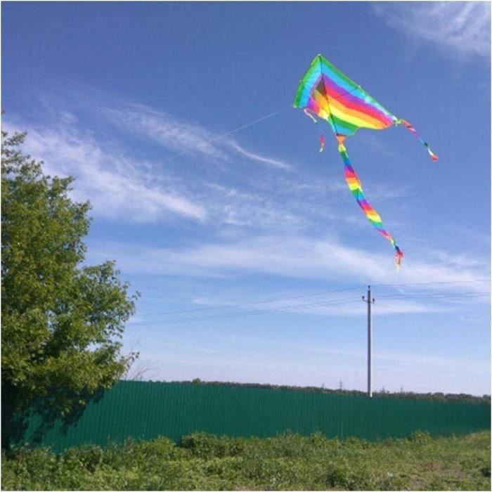 Grand cerf-volant arc-en-ciel en diamant de 75 x 64 cm, jouet facile à  voler avec une longue queue de 6,56 pieds et une ligne de A - Cdiscount  Jeux - Jouets