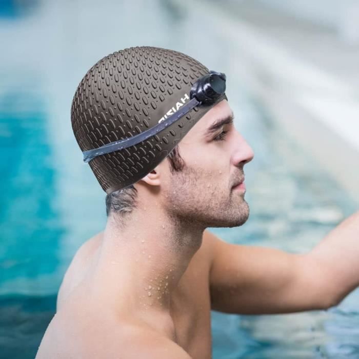 3D élastique professionnel Gel de silice bonnet de bain étanche Protection  de l'oreille adulte hommes femmes cheveux longs chapeau de bain couverture  oreille os piscine