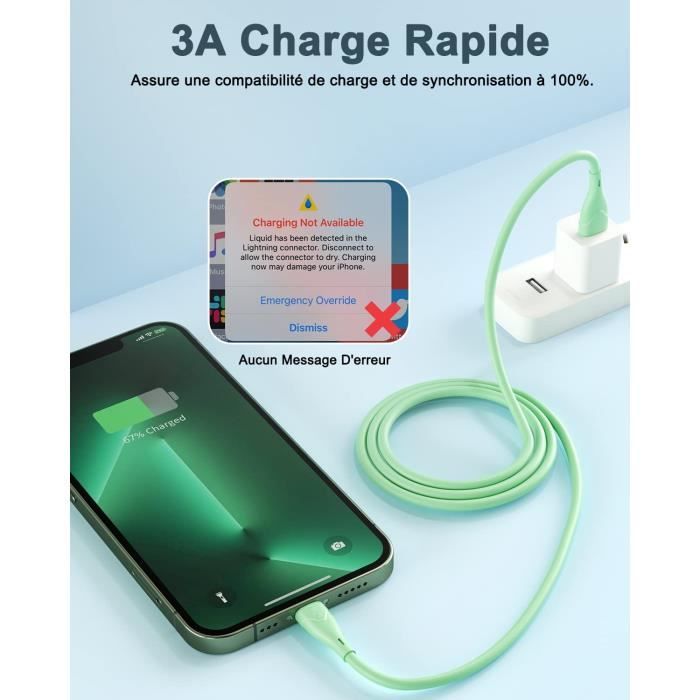 Câble iPhone [2m-Lot de 3] Cable Chargeur iPhone Certifié MFi Câble  Lightning avec Connecteur Résistant Fil Lightning Charge A78 - Cdiscount  Téléphonie
