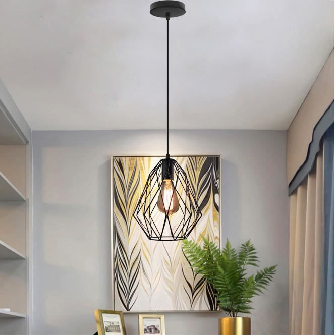 1PCS Luminaire E27 Plafonnier Cage Métal Plafond Lustre Lampe -Couloir  -Cuisine - Cdiscount Maison