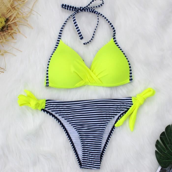 MAILLOT DE BAIN,NewAsia – Maillot De Bain Deux Pièces Sexy, Soutien Gorge Push Up Rembourré, Col