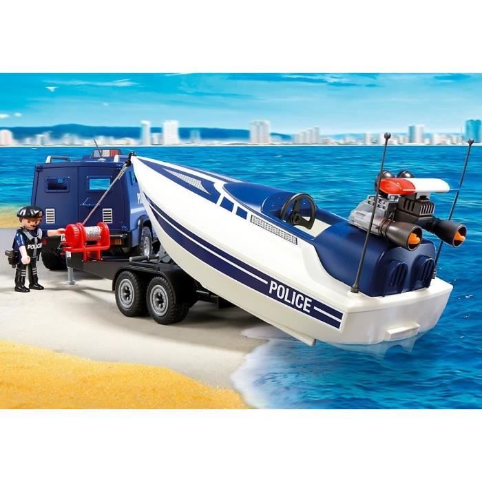 Playmobil Fourgon et Vedette de Police 5187 Avec 2 policiers