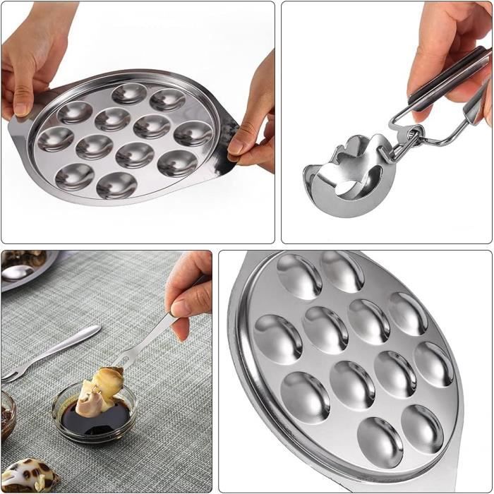 Plaque à Escargots UPKOCH 2 Pièces - Acier Inoxydable - 12 Fentes - Pour Cuisson Et Service