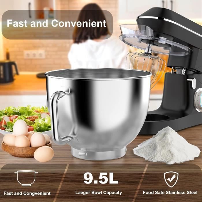 GOPLUS Robot Pâtissier, Batteur sur Socle 1300W à 6 Vitesses Réglables