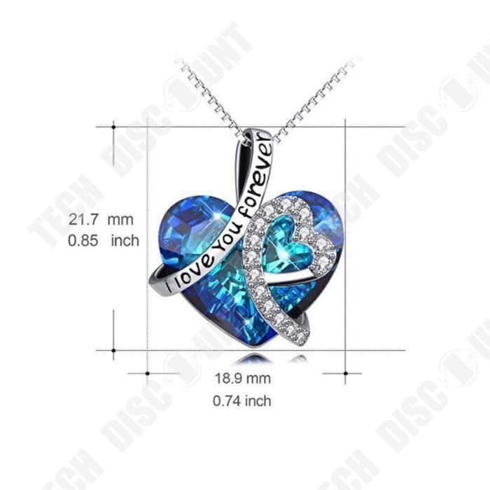 Chaîne Avec Pendentif Coeur Argenté Et Pierre Bleue Style Art Déco Vintage - Occasion - Matière Corail