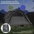 GOPLUS Lit de Camping pour 2 Personnes,Charge 300KG,Tente Pliable avec Auvent Détachable,Lit Double Surélevé/Tapis de Couchage,Gris-3