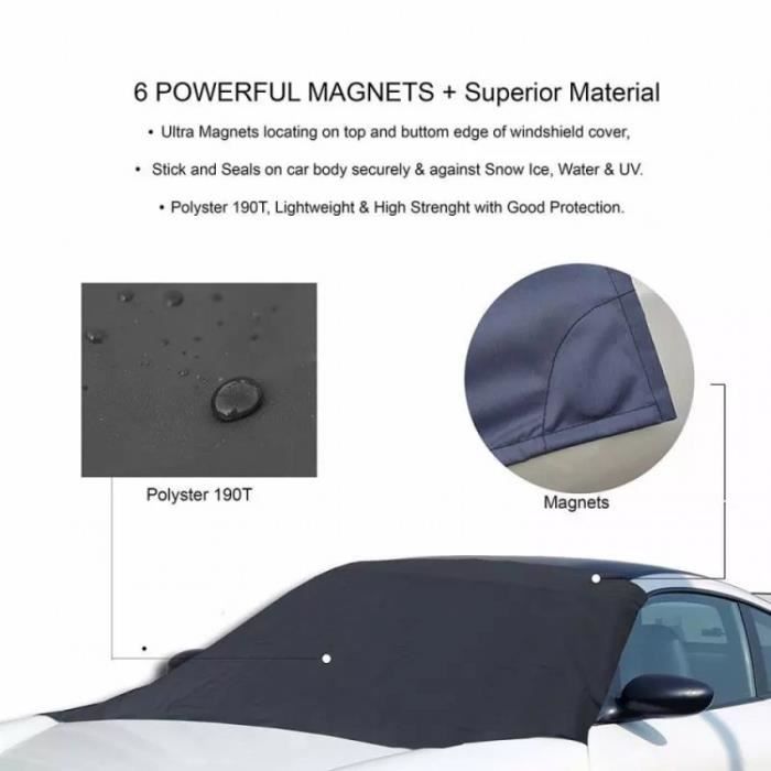Automobile Magnétique Pare-Soleil Couvert Voiture Pare-brise Neige Sun  Shade Protecteur Imperméable à l'eau (190 * 107cm)