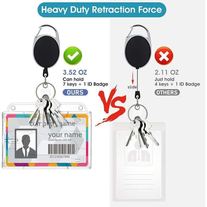 Lot De 2 Porte-badges Rétractables Pour Porte-badge, Porte-clés