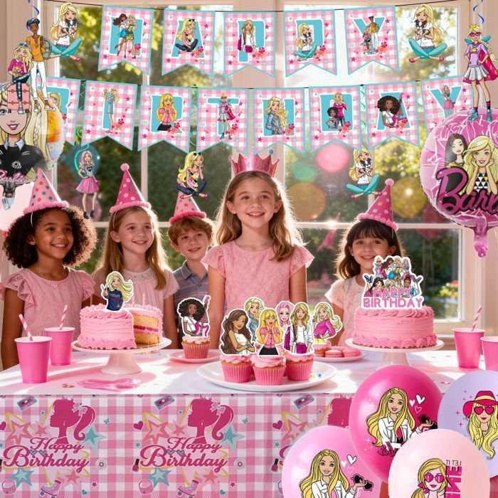 9 Pièces Décoration Gâteau Barbie Anniversaire Fille – Toppers Princesse Rose