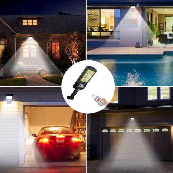 Lampe solaire LED avec capteur de mouvement extérieur, Split, télécommande,  étanche, garage, jardin, 168 COB, applique murale
