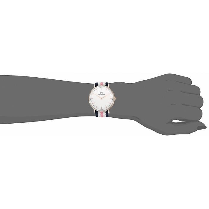 Daniel Wellington 0506DW Southampton Montre Mixte Quartz Analogique Cadran Rose Bracelet Nylon Multicolore Cdiscount Bijouterie
