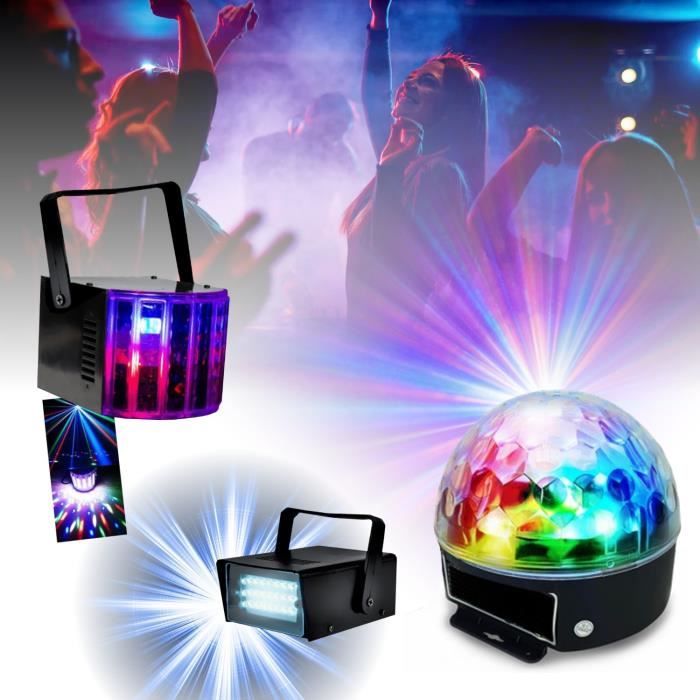 IBI - Ensemble de 8 jeux de lumière compacts et puissants + 1 portique  acier robuste - idéal soirée dansante PA DJ SONO MIX LED : :  Instruments de musique et Sono
