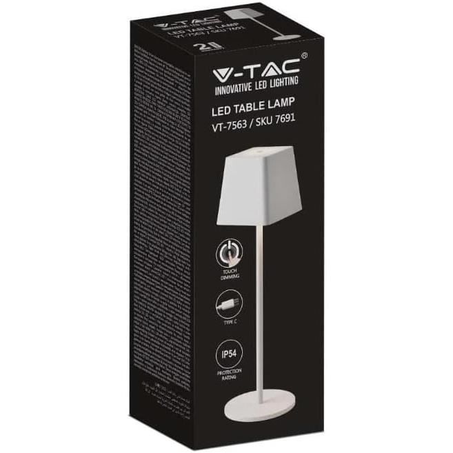 Lampe De Table LED Sans Fil - 30,5 Cm - Dimmable Tactile - IP44 - Noir