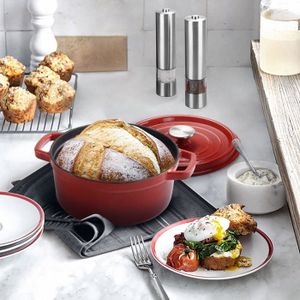 Cocotte Sitram Fonte Émaillée 9L Ovale - Rouge/Crème - Lave-Vaisselle