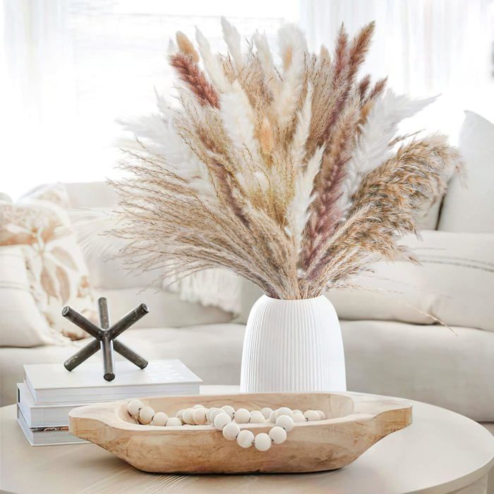 VIDSTW 30 Pcs Pampas Sechees Decoration 55 Cm Herbe de La Pampa Séchées Herbes de Pampa Artificielles Séchées Décoration Fleur Sechees pour Boho Mariage, Decoration Maison (Jaune
