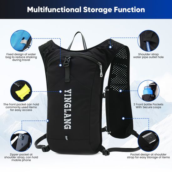 Gilet De Course Avec Gourde 550 Ml - Homme/Femme - Poche Téléphone, Bandes Réfléchissantes - Léger Et Respirant