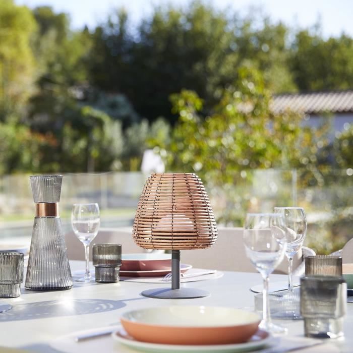 Pack De 9 Lampes De Table Sans Fil EMILY VINTAGE - LED Blanc Chaud, Rechargeables Sur Plateau | IP65, Dimmable, Pour Intérieur/Extérieur