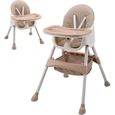 SINBIDE® Chaise haute bébé repas Enfant baby - 2 hauter réglable - plateau réglable tablette - Centure de sécurité BRUN-0