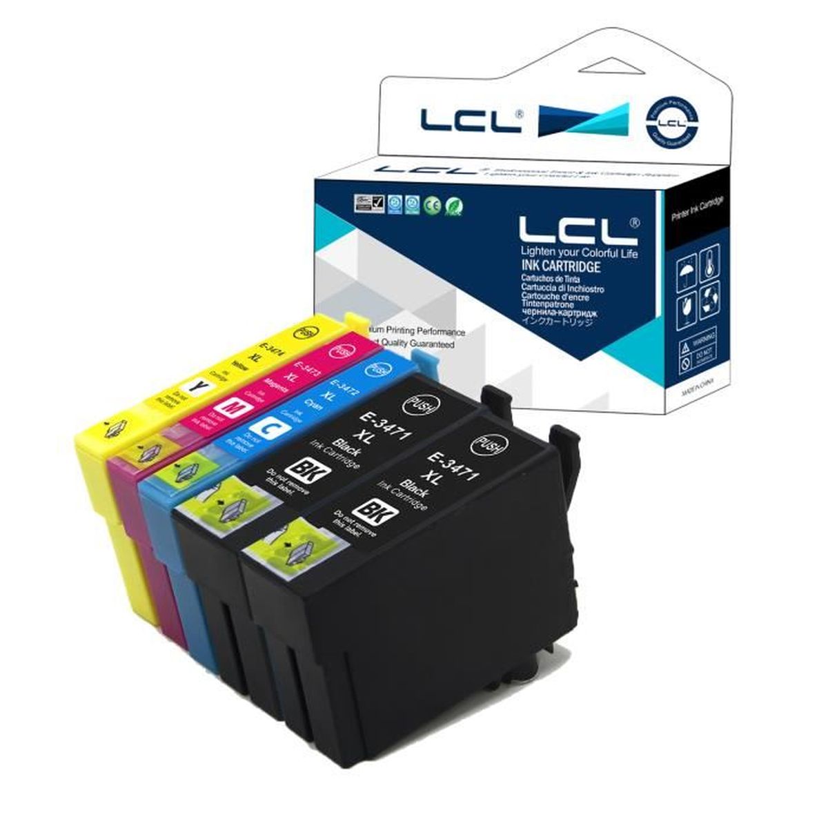 LCL Cartouche dencre Compatible 34XL T3471 2 Noir Remplacement pour Epson Workforce Pro WF-3720DWF WF-3725DWF 