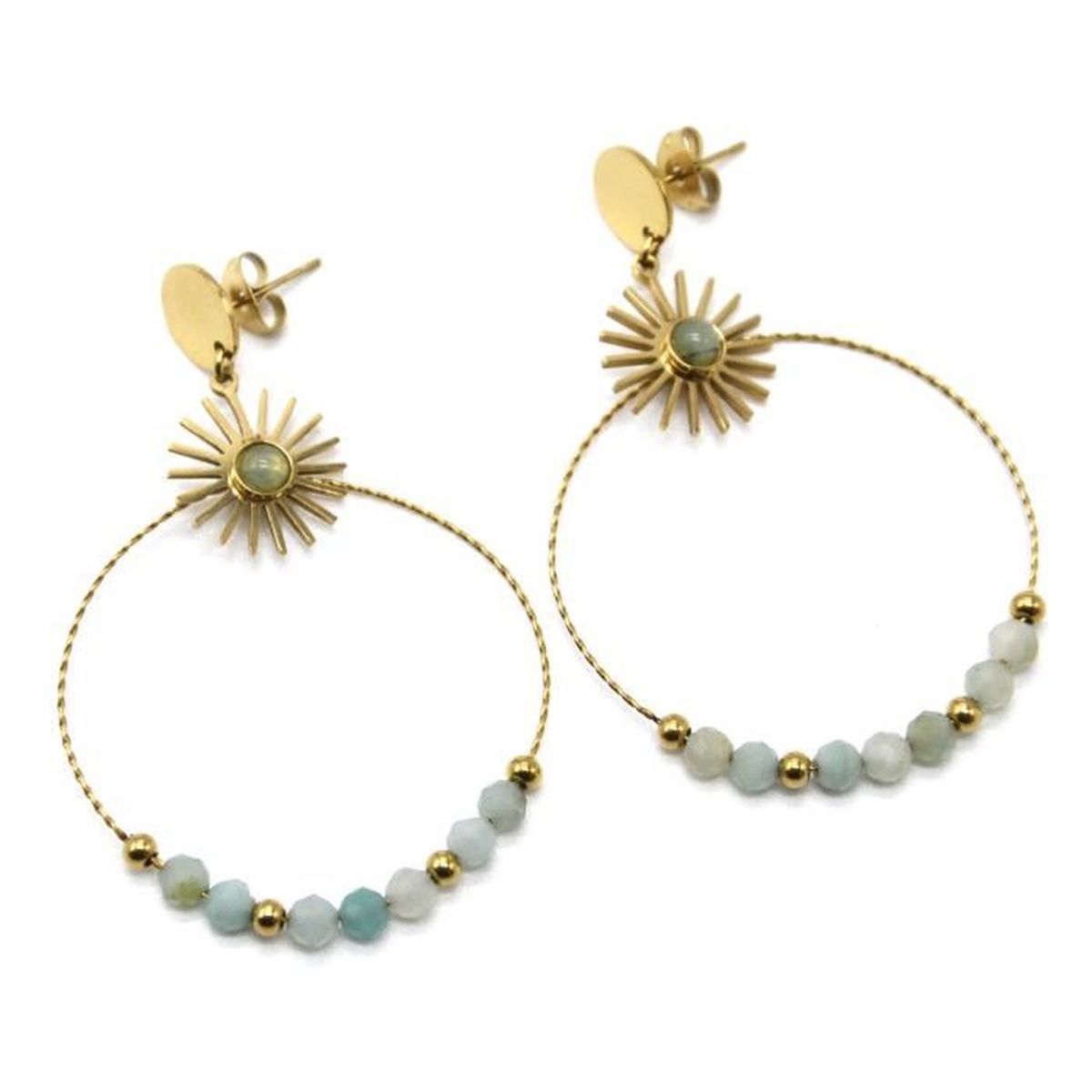 Boucles Dolie Médaille Goutte Verte main image 0