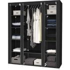 MENGDA Armoire en Tissu Penderie de Vêtement en Toile Mobilier de Chambre Rangement de Vêtements Noir