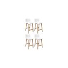 Tabourets de Bar Ilot Central H65cm Bois et Blanc MOB-IN TANNA - Style Ethnique - Lot de 4
