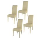 T M C S Tommychairs - Set 4 chaises cuisine LUISA, robuste structure en bois de hêtre, assise et dossier en cuir artificiel couleur sable