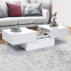 IDMARKET Table basse coulissante rectangulaire MARTA bois blanc