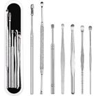 MOONMINI Cure Oreille - Nettoyant cérumen - Outils médicaux en acier poli inoxydable - 7 instruments livrésA176