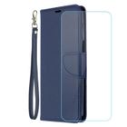 NOBRAND Verre trempé +Housse Pour Xiaomi Redmi 10/Redmi 10 2022 6.5" bleu Etui à rabat PU Cuir Téléphone Pochette BFCS
