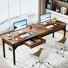 Tribesigns Bureau Informatique, Bureau pour Ordinateur Portable, Double Bureau Long, 200 x 60 x 82 cm, Marron Rustique