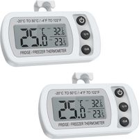 2PCS Mini Thermomètre Réfrigérateur, Réfrigérateur Congélateur Étanche, Écran LCD, Enregistrement Max et Min, pour la cuisine, la
