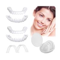 Facette Prothese Dentaire Cosmétique, 2 Paires Placages Fausses Dents Haut et Bas Temporaires pour Blanchiment Des Couvrir Les Dents