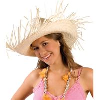 Chapeau de paille tressée Hawaï adulte - Accessoire de mode - Beige - Intérieur - Mixte - A partir de 18 ans