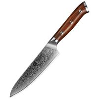 Couteau - Xinzuo Couteaux Utilitaires De 5 Pouces, Couteau De Cuisine Japonais En Acier Damas Manche En Bois