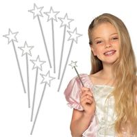 Lot de 8 baguettes magiques argentées 17 cm avec étoile pour princesse, fée, elfe, enfant, anniversaire, carnaval