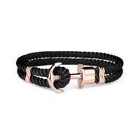 Paul Hewitt - Bracelet double nylon noir ancre dorée rose PHREP (ph-ph-n-r-b) noir  taille M