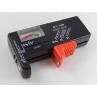 vhbw Testeur de piles avec témoin analogue pour batteries ou piles AAAA, AAA, AA, bloc 9 V - 11,1 x 6,1 x 2,6 cm, noir / rouge